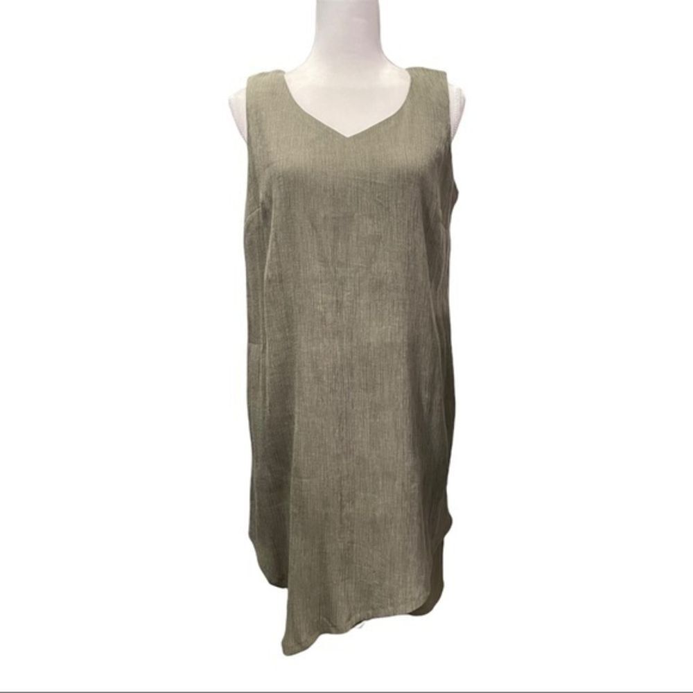 J.Jill Pure - Olive Green Knit Ribbed Caper‎ Dress - Size Small Petite